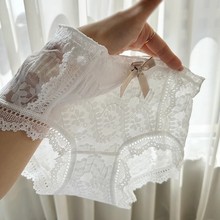 全蕾丝透明无痕包臀性感女士内裤女加长档透气中高腰少女生小清新