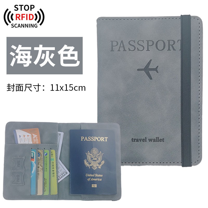 Pasaporte RFID gris marino