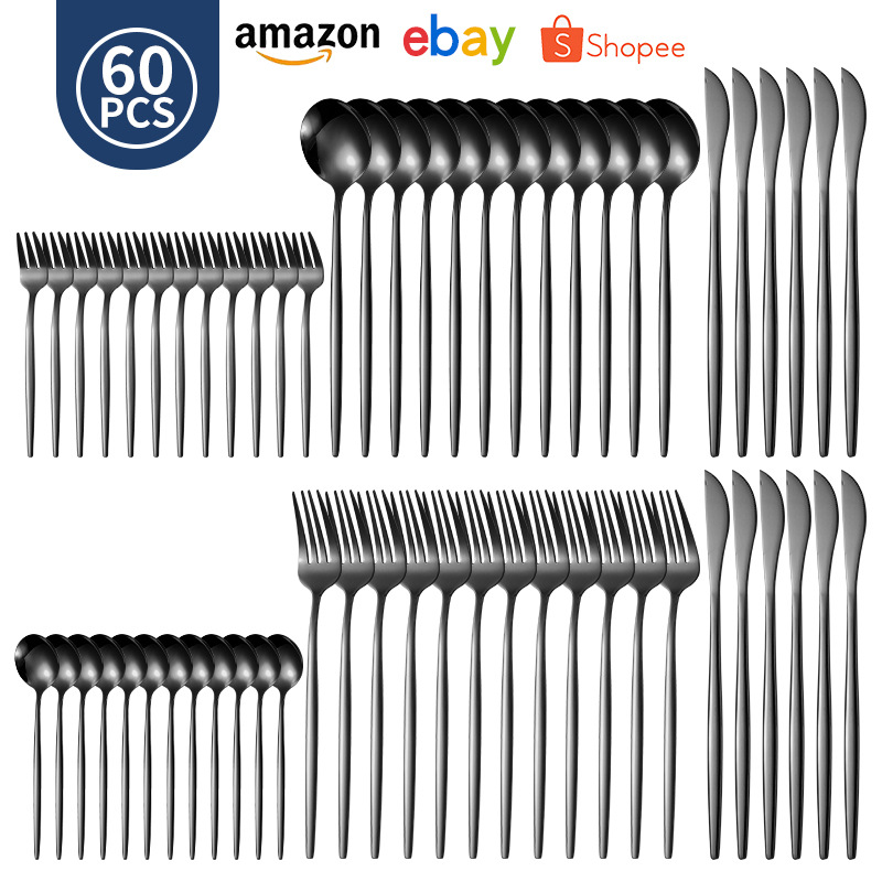 Cuchilleras de acero inoxidable de Portugal 40 piezas de cuchillos y tenedores 60 piezas de cuchillos y tenedores de té de carne de carne de comida occidental
