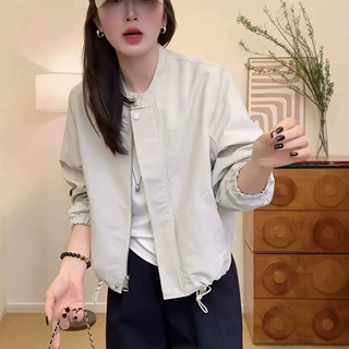 极简风立领短外套女2026秋季新款韩系小个子百搭显瘦休闲夹克上衣