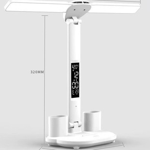 Double-Headed Eye Protection Desk Lamp for Learning, Student Anti-Blue Light Adjustment Bedside Lamp, Desk Reading Multi-Functional Pen Holder Lamp
