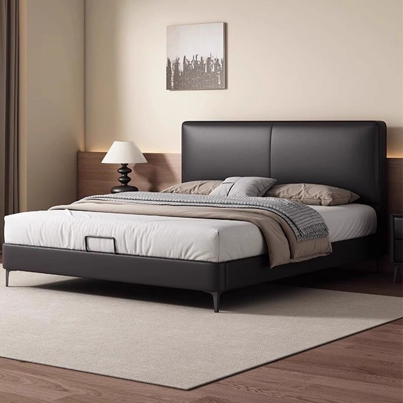 Nordic Light Luxury Bed, Modern Simple Master Bedroom Double Bed, Atmospheric Home Soft-Packed Solid Wood Large Bed, Wedding Bed