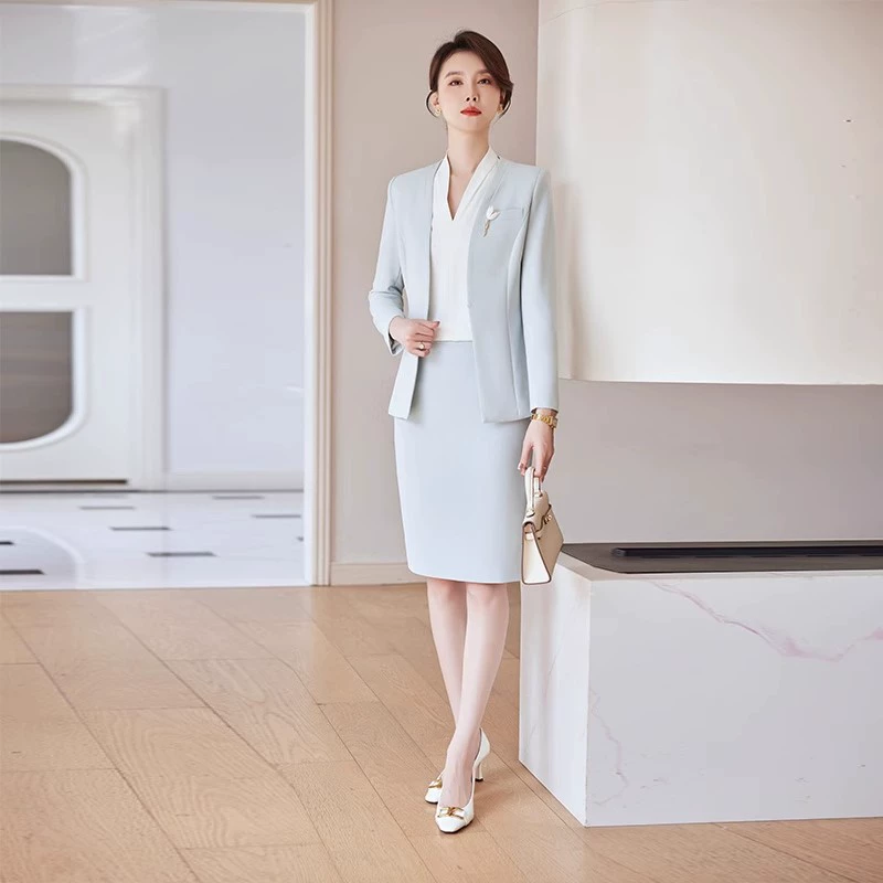 J-ME осенняя профессиональная юбка 2024 новый синий костюм с длинными рукавами