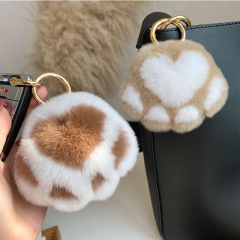 新型ミンクの毛の小さい猫の爪の車のキーホルダーのペンダントの誕生日プレゼントの女性のかわいいぬいぐるみのリュックサックのペンダント