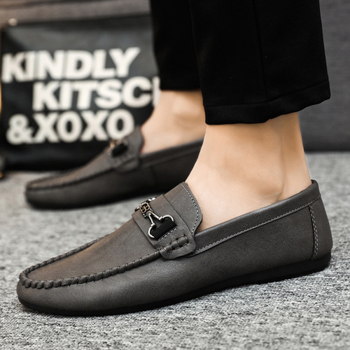 Advanced men's shoes, men's slip-on fashionable leather dress shoes, men's Loafers, DouDou shoes, Korean style casual shoes
