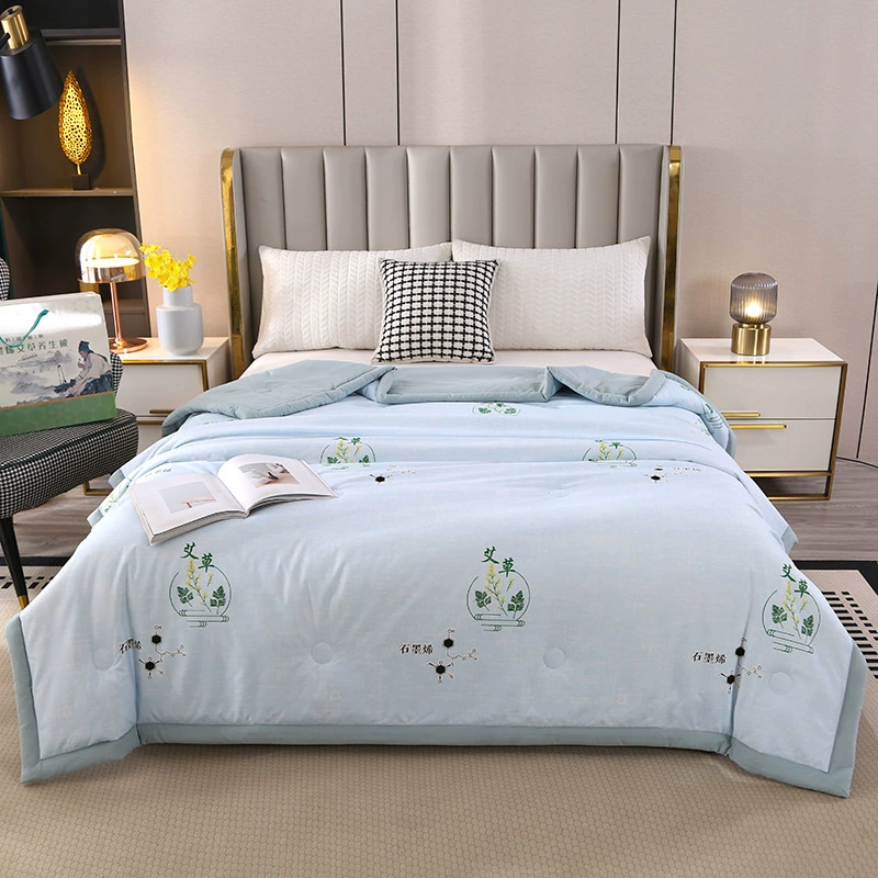 Одеяло из графена и микротравяного состава с полынью, летнее, для кондиционера, односпальное/двуспальное, машинная стирка, подарочное, охлаждающее летнее одеяло