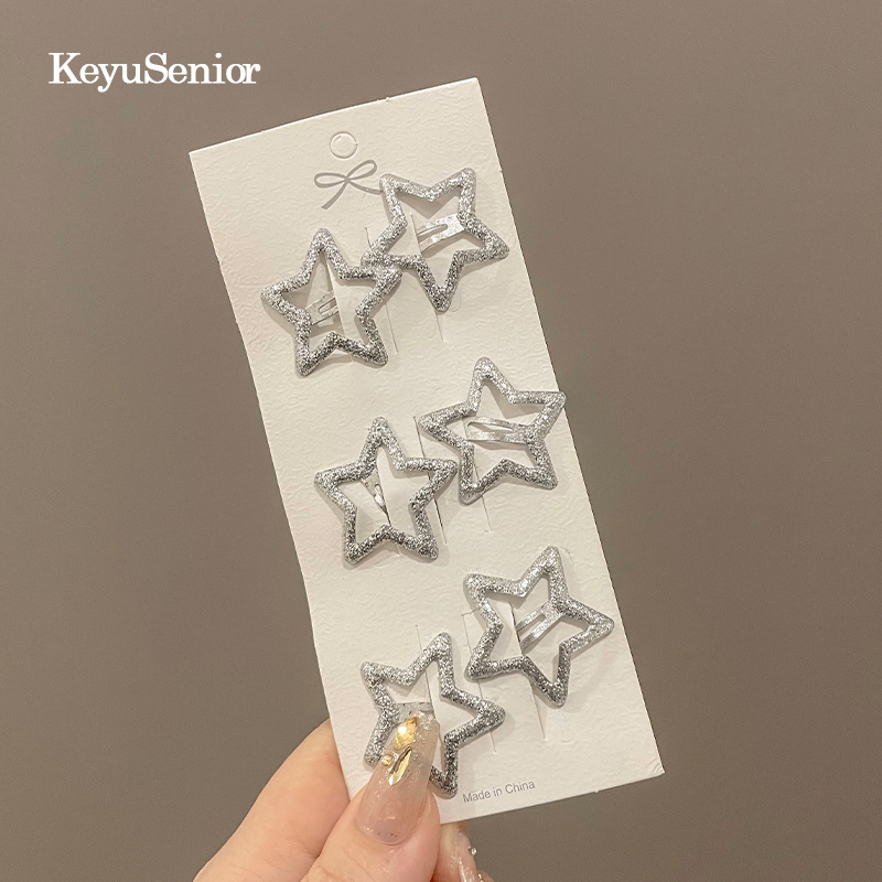 Estrella horquilla accesorios para el cabello para niños flequillo flash lateral pequeño clip bb clip bebé estrella de cinco puntas tocado clip