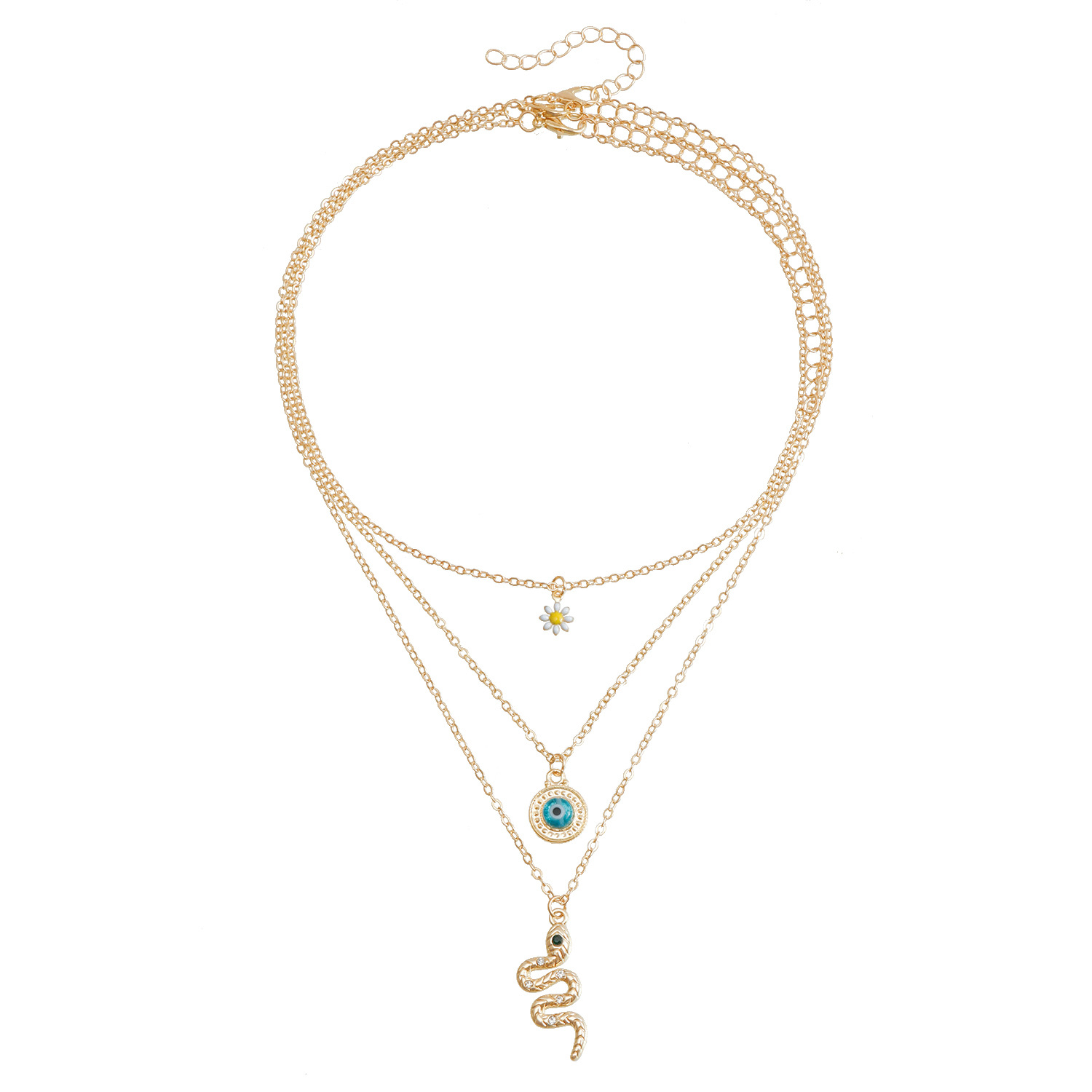 European And American Cross-Border Jewelry Oil Drop Devil's Eye Snake Pendant Collarbone Chain Creative Design_voghion.com