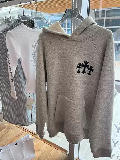 Ch New 25FW High Quality Air Cotton Cross Applique Embroidery Crew Neck and Hoodie Sweatshirt Unisex Loose Fit