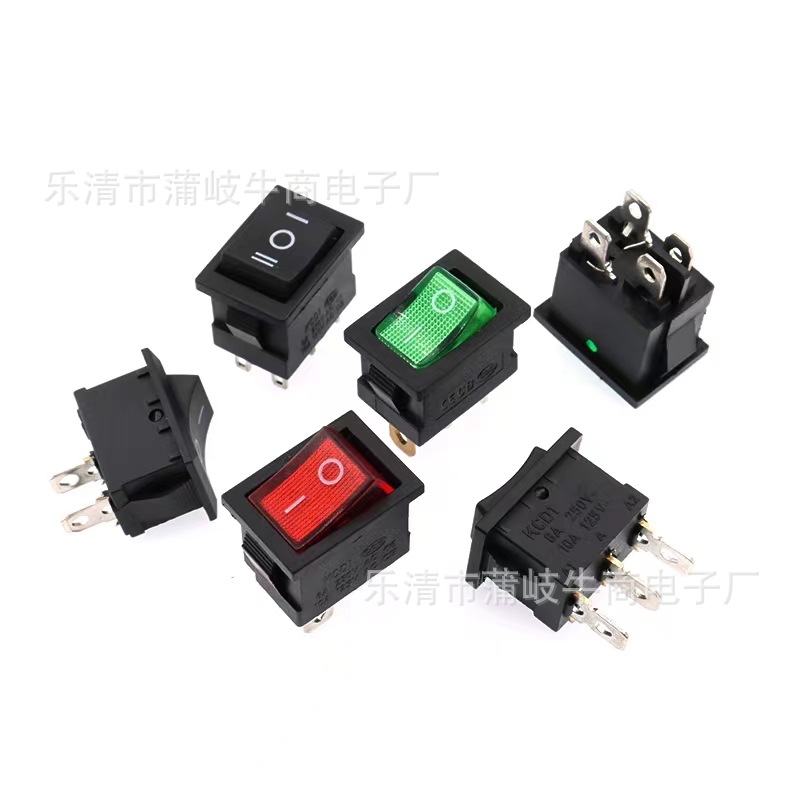 批发KCD1三档船型开关15*21四脚两档开关电动车船型电源开关带灯