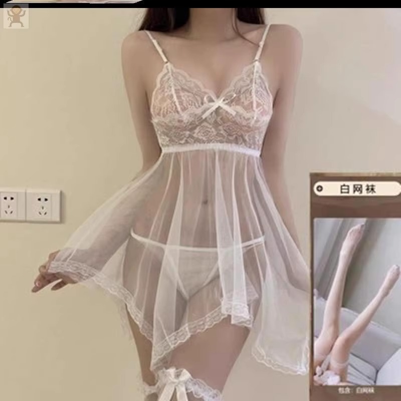흰색 + 흰색 망사 스타킹