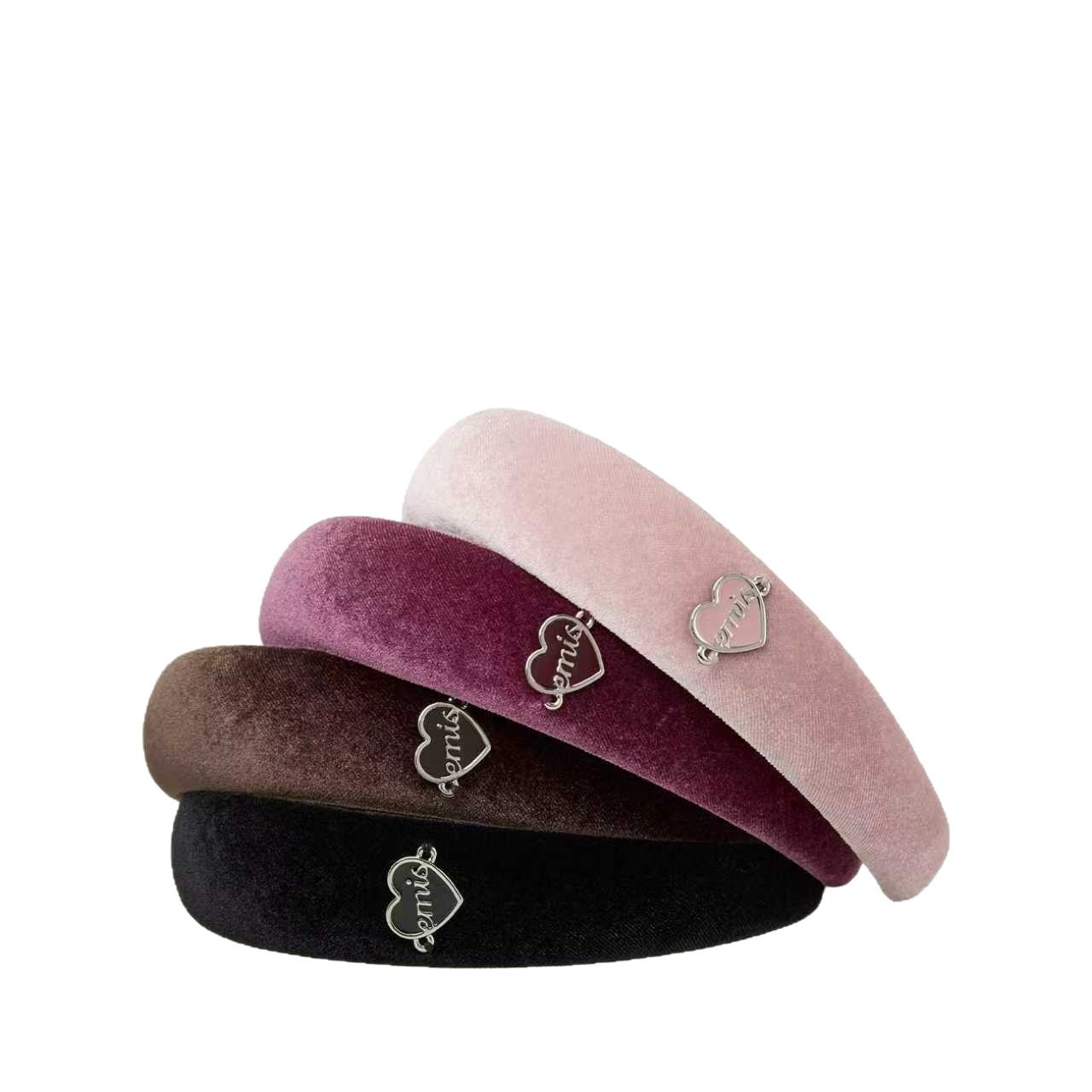 Emis Headband Heart Logo Pendant Headband Women's High-End Hair Accessories Daily Fashion Korean Style Headband Headband