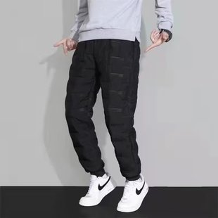 Winter cotton pants men's middle-aged and elderly fleece-lined thick warm windproof loose plus size cotton pants fashion