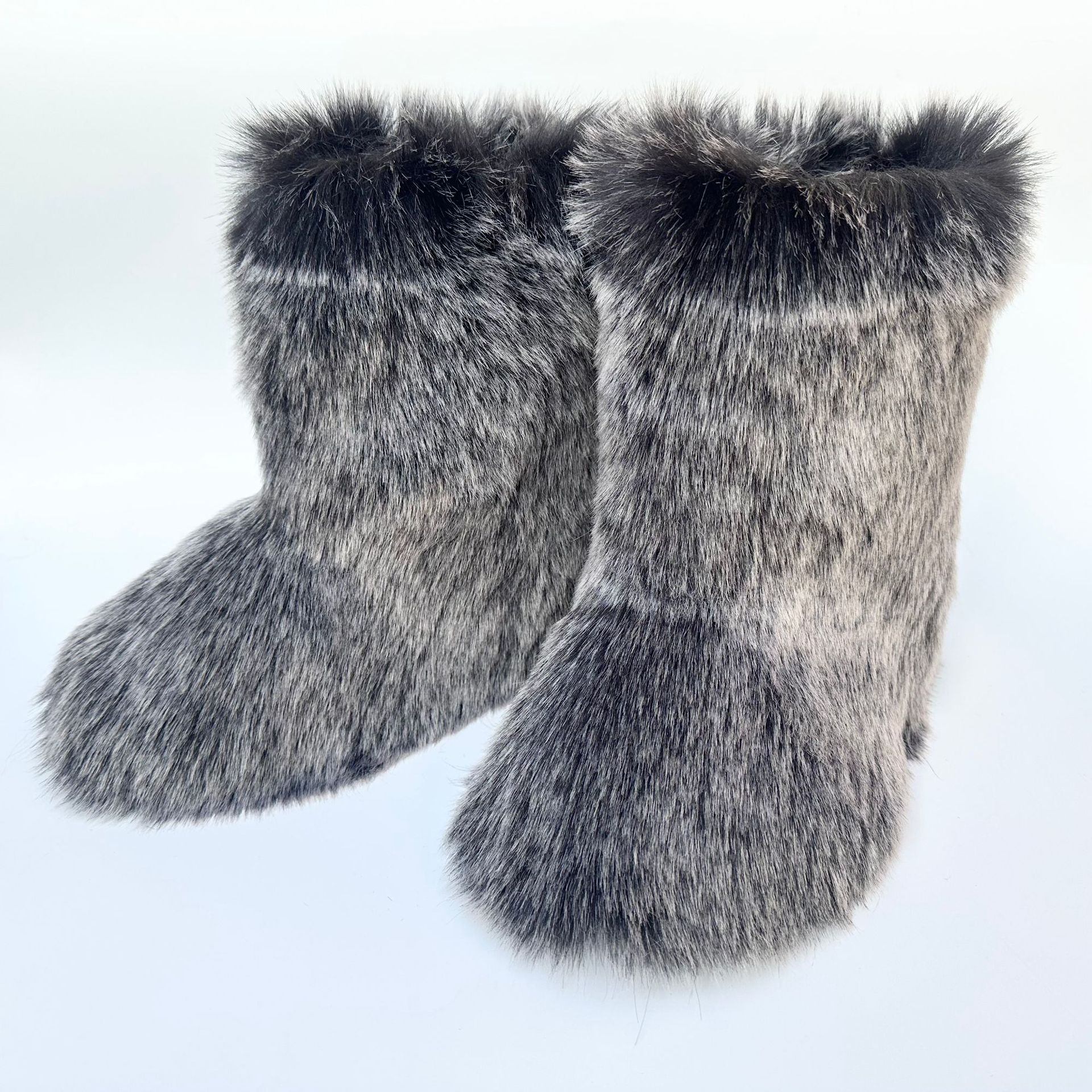 Bottes de neige mi-tubes surdimensionnées en fourrure épaisse_voghion.com