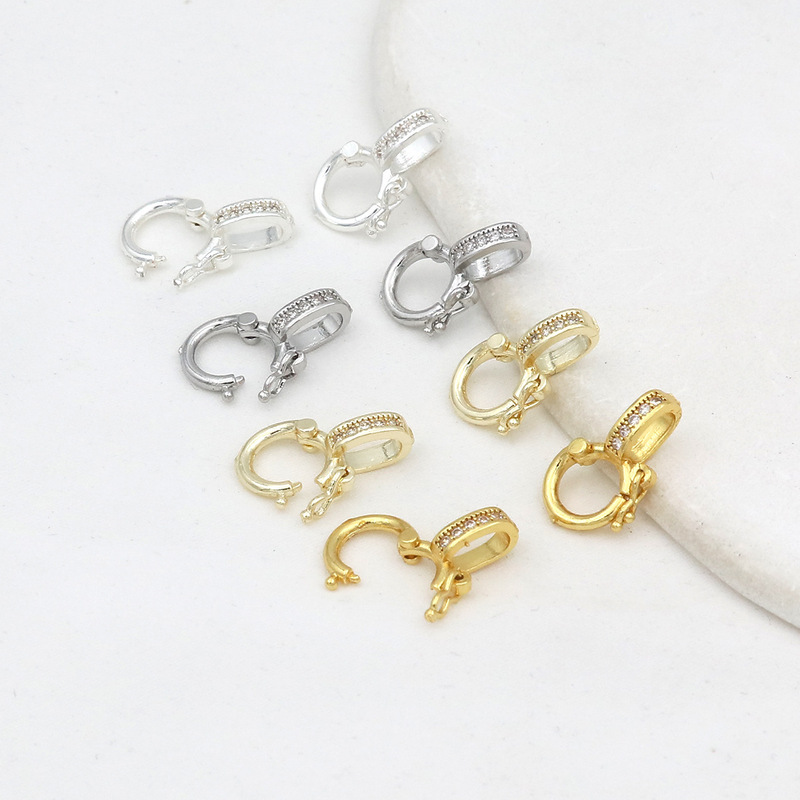 18K Real Gold Color-Preserving Universal Clasp Micro-Inlaid Zircon Jade Pendant Necklace Clasp Pendant Cord Material B68 18K Real Gold Color-Preserving Universal Clasp Micro-Inlaid Zircon Jade Pendant Necklace Clasp Pendant Cord Material B68