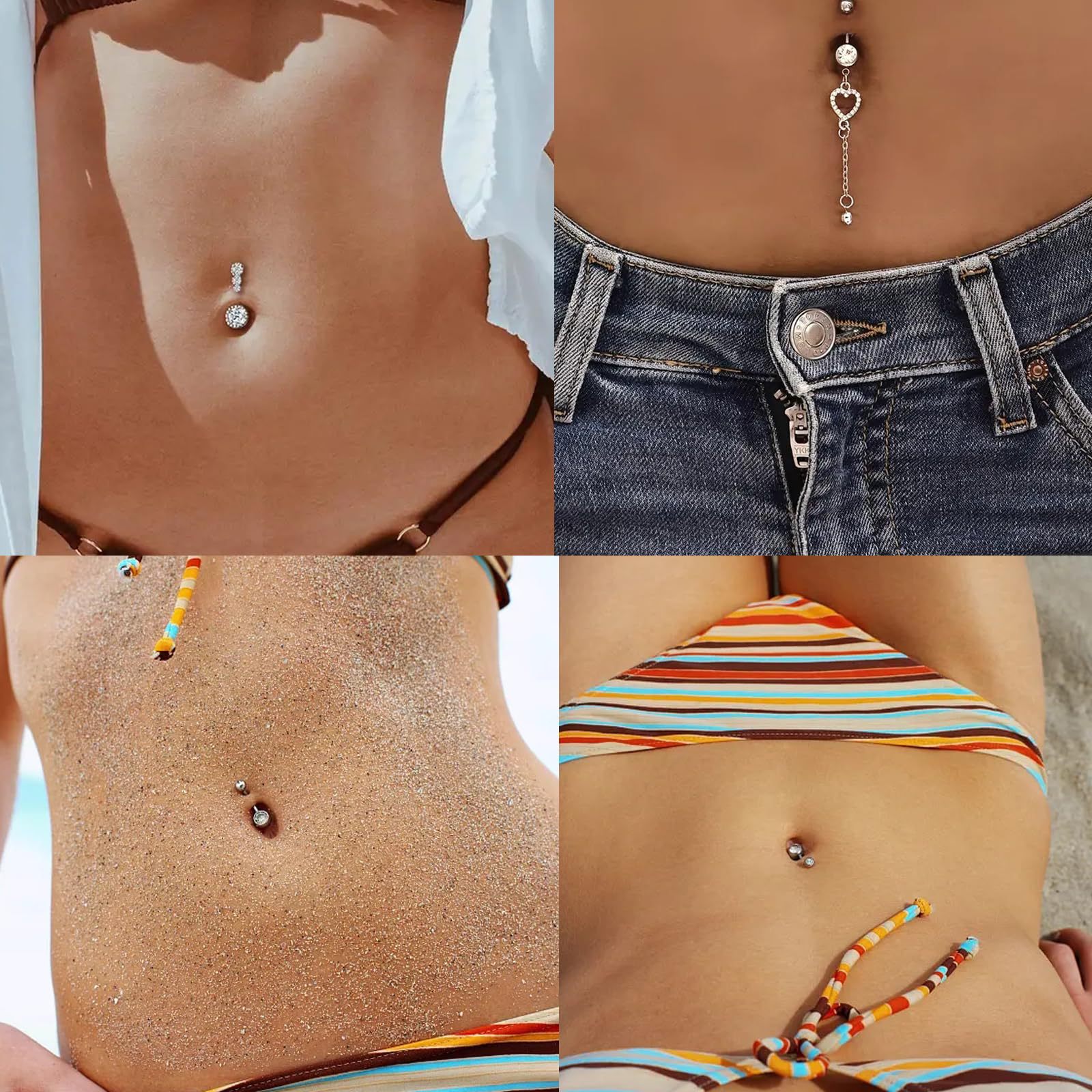 Kit de piercing nombril en acier inoxydable avec outils_voghion.com
