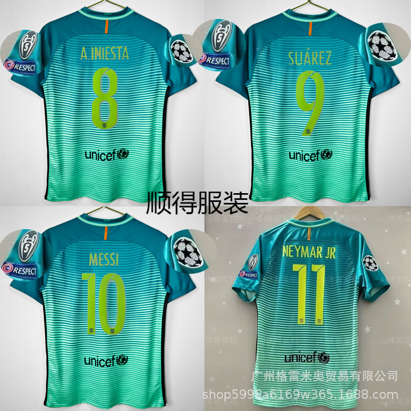 11121314 La Liga Giant Fcb Retro Jersey Home and Away Pique Puyol