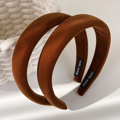 Maillard Velvet Whitening Ripe Pumpkin Color Headband Autumn and Winter Gentle and Lazy Atmosphere High Headband for Women When Going Out