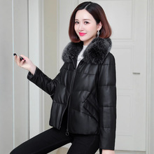海宁真皮女小个子绵羊皮皮羽绒服女短款狐狸毛加绒韩版休闲外套