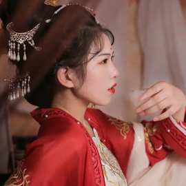 团铭新款汉服套装古典珍珠发冠步摇流苏发饰复古风盘发配饰批发