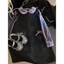 女童连衣裙秋冬2025新款洋气儿童毛呢背心裙套装女孩丝绒公主裙