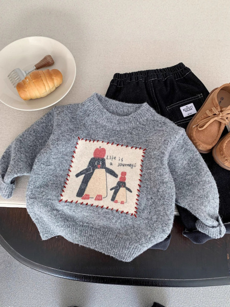 Children's winter knitted base keep warm demi-season sweater