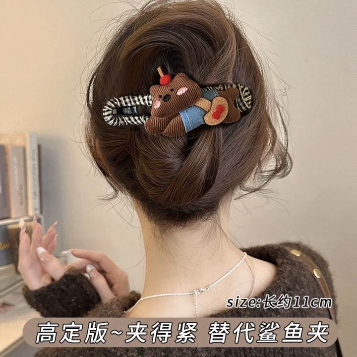 コントラストカラーのリボンダックビルクリップ女性用 2025 新しいハイエンドワンラインクリップ後頭部ヘアスタイル甘くて多用途な帽子|undefined
