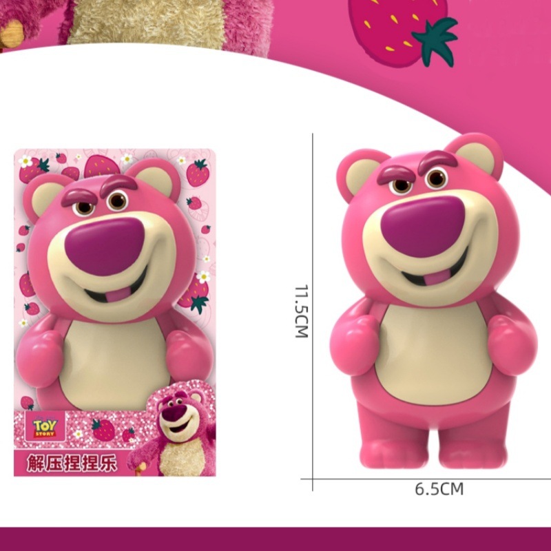 Disney genuino autorizado juguete de descompresión fresa oso pellizco música de dibujos animados juguete para niños regalo artefacto de descompresión