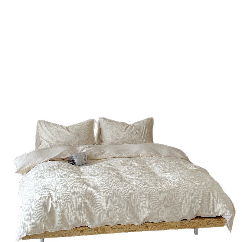 Cotton Jacquard Four Piece Bedding Set With Tree Pattern Texture_voghion.com