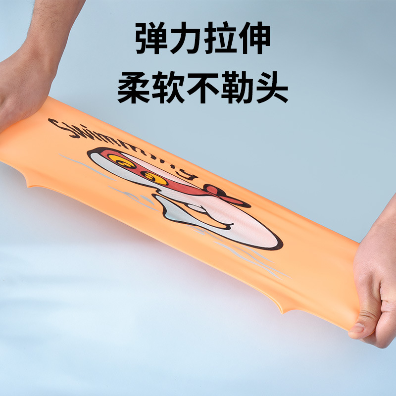 Gorro de natación para niños y niñas dibujos animados de silicona lindo no apriete ajuste impermeable profesional protección del oído gorro de natación al por mayor