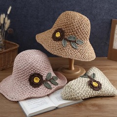 Floral Hat Women's Summer Fashion Cute Fresh Sunshade Small Brim Beach Hat with Universal Edge Korean Style Sun Hat