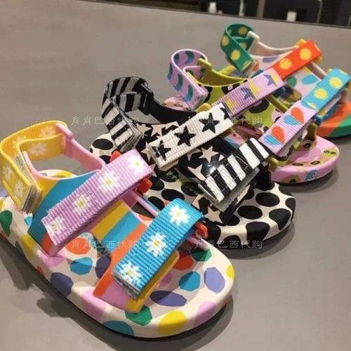 2024 New Children's Shoes Summer Children's Sandals Flat Bottom Velcro Velcro Sports and Leisure Contrast Color Roman Beach Shoes