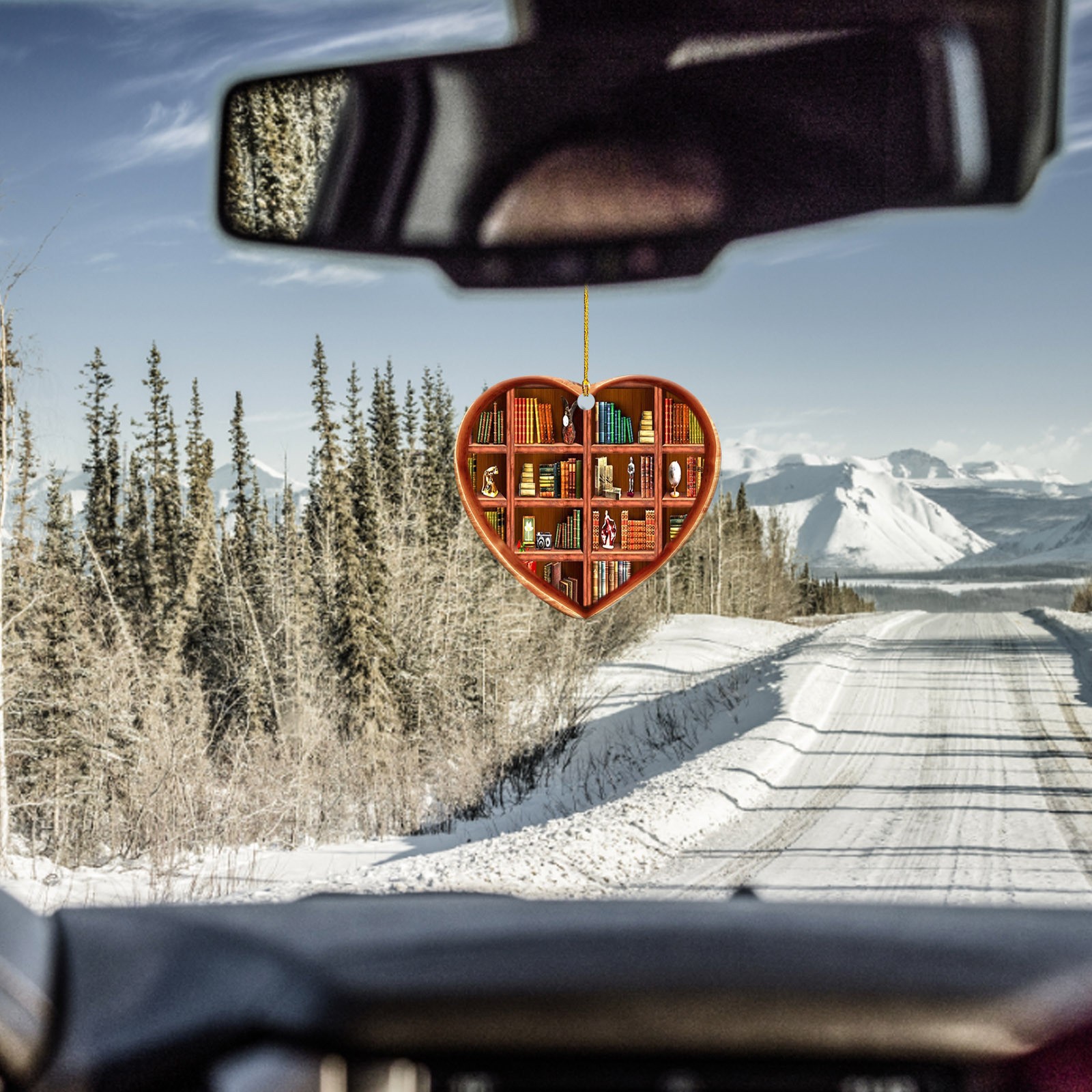 Nuevos productos transfronterizos en forma de corazón librería colgante de automóvil decoración de árbol de Navidad acrílico colgante 8cm