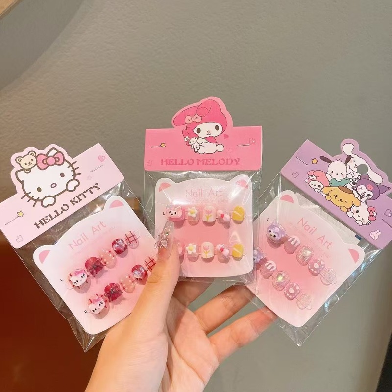 儿童穿戴甲三丽鸥立体指甲贴女童新款美甲半手工可拆卸自粘防水贴|undefined