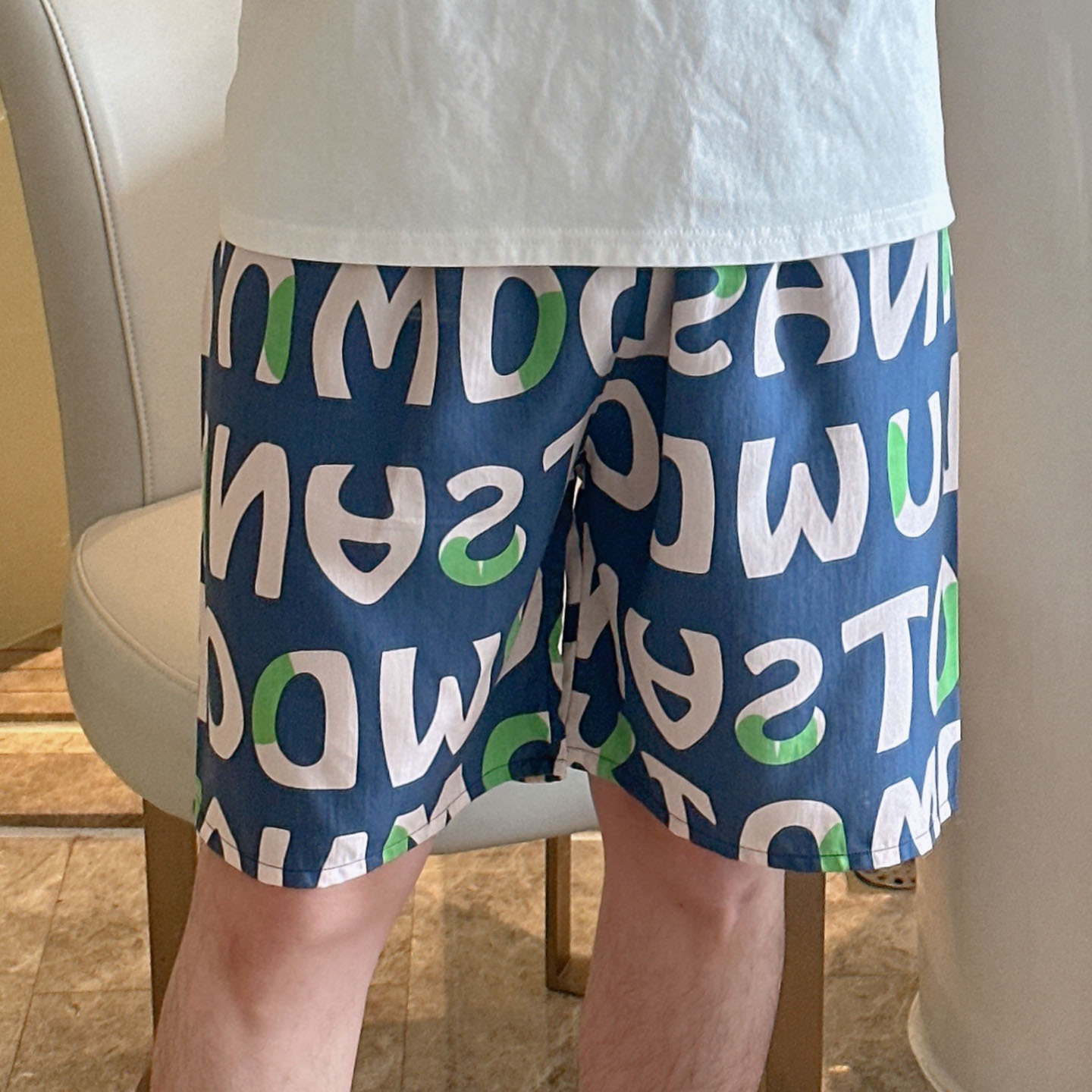 YY 남성용 반바지-블루 영어