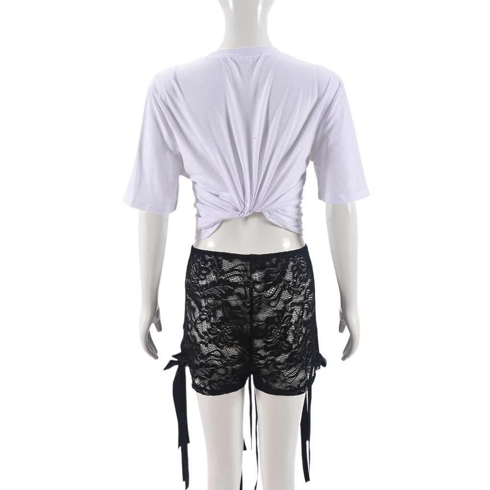Sexy 3D Butterfly Print Loose Lazy Top Lace Trendy Shorts Suit Women