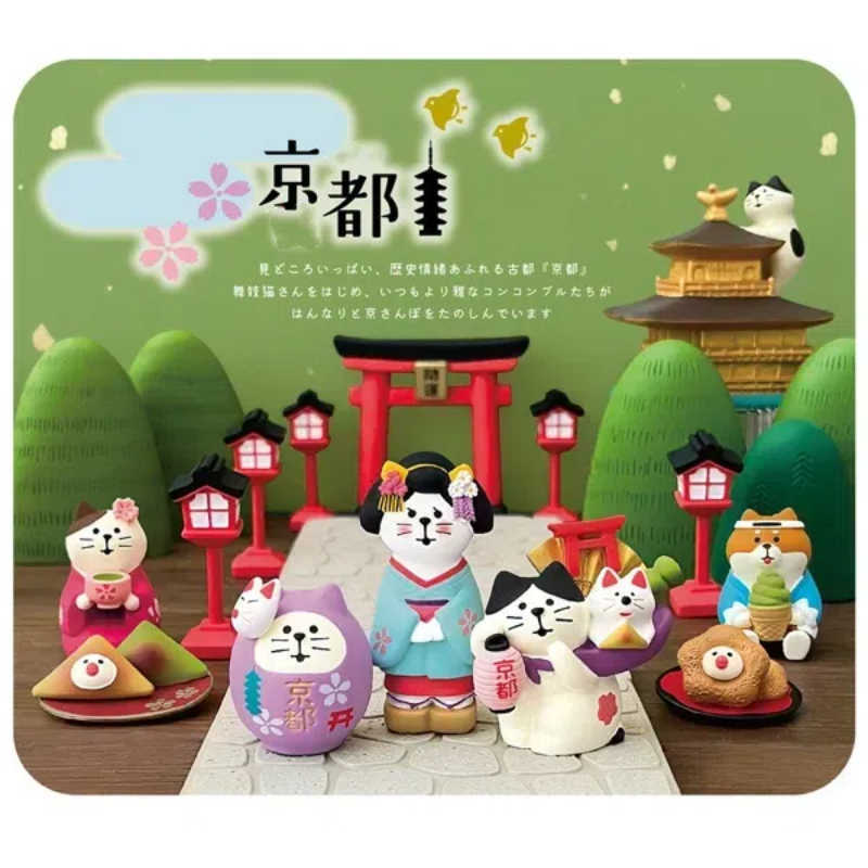 일본 무용 여신 고양이 귀여운 마시는 말차 고양이 홈 데스크탑 장식품 교토 금강 사원 무용 여신 벚꽃 작은 장식품