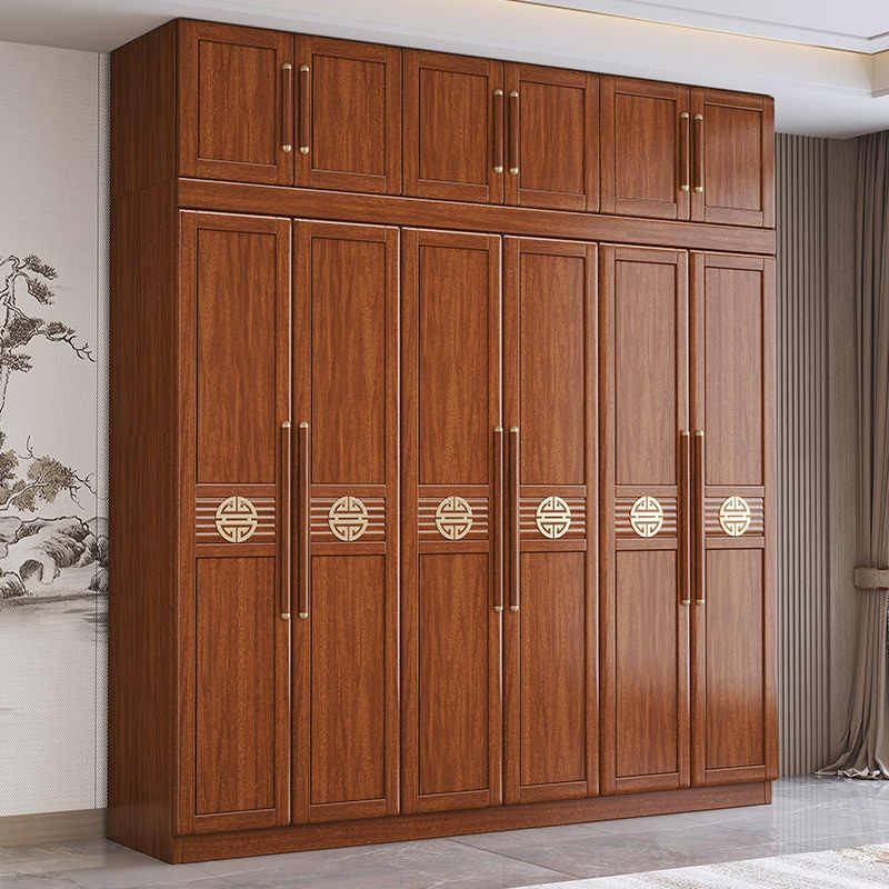 Nuevo armario de madera maciza de nogal chino, dormitorio para el hogar, armario de almacenamiento de apartamento pequeño, armario económico de gran capacidad al por mayor