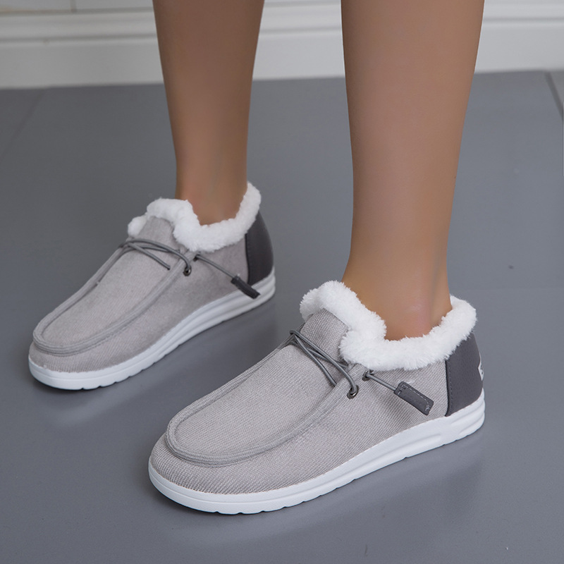 2023 de invierno nuevas botas de nieve de suela gruesa para mujeres de felpa gruesa forrada de lana caliente más tamaño zapatos de algodón acolchado de costura transfronteriza para mujeres