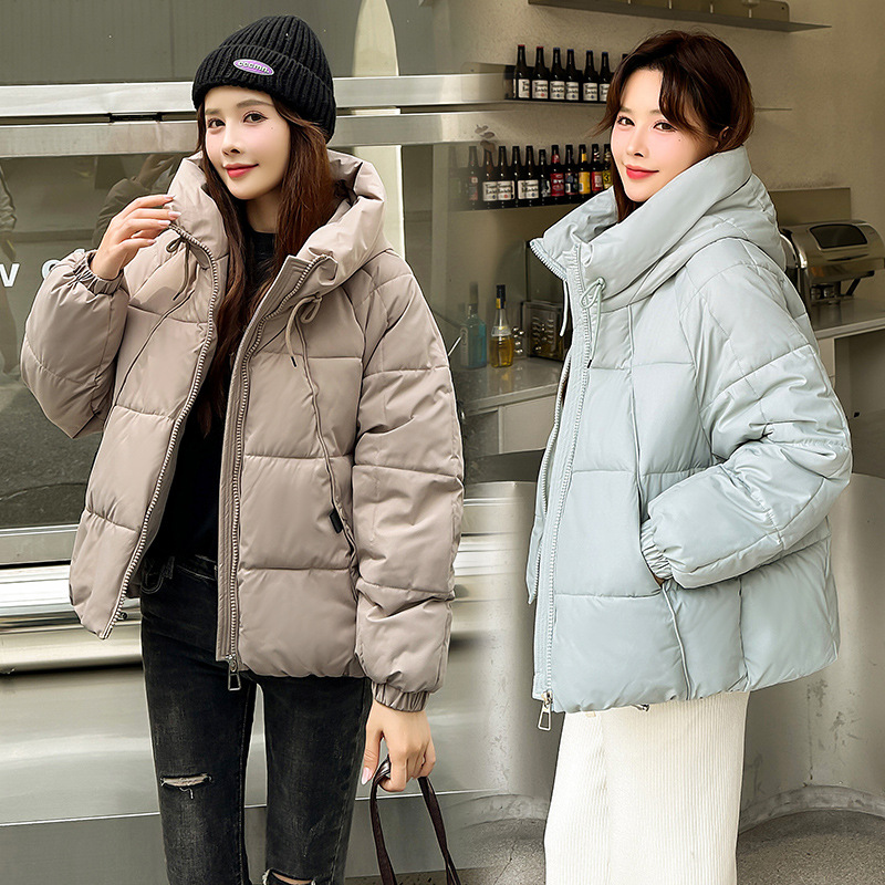 Invierno de mujer de invierno 2024 nueva moda coreana con capuzas calentamiento grueso chaqueta de pan casual image 1