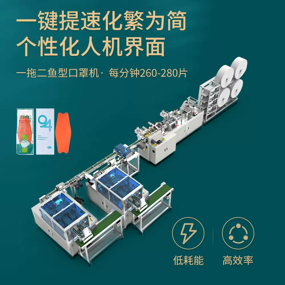 无纺布点焊机  高速一拖二kf94鱼型口罩机成人一次性口罩机厂定制