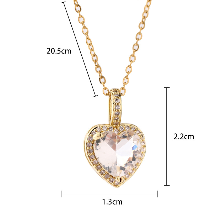 Simple Style Heart Shape Copper Plating Inlay Zircon Pendant Necklace 1 Piece