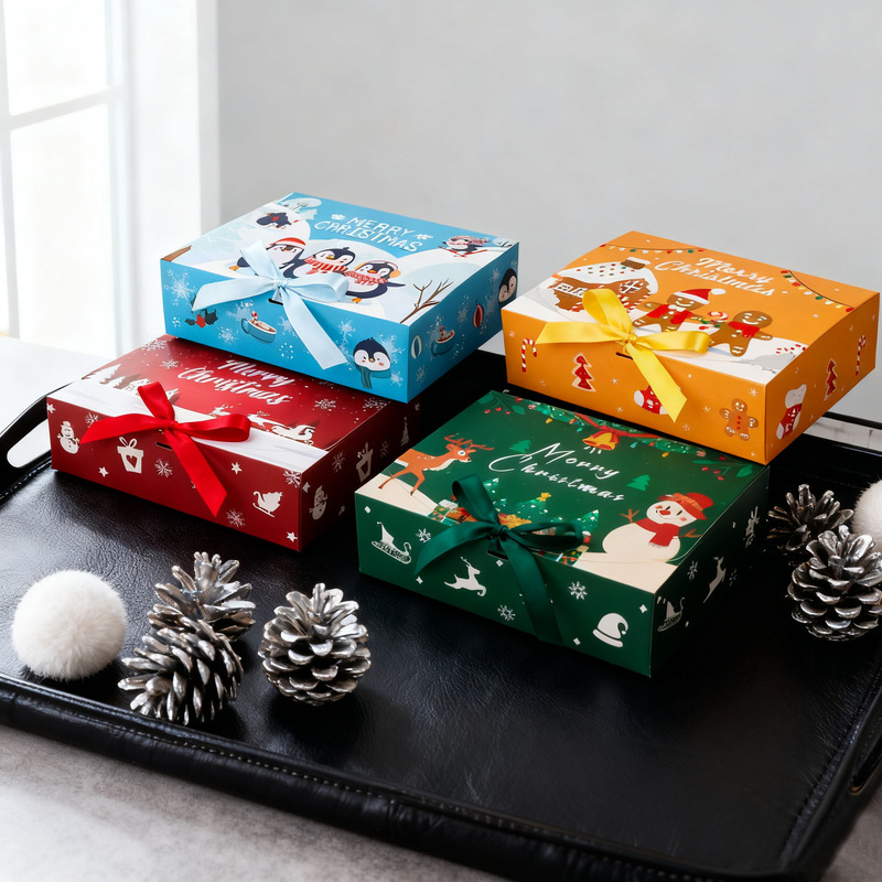 Christmas Packaging Box Party Holiday Cartoon Gift Box Christmas Candy Box Colorful Flip-Top Foldableing Gift Box
