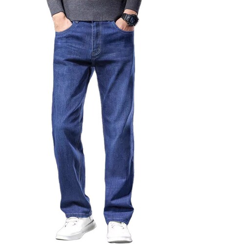 Jeans for men's autumn and winter new elastic loose straight pants High-end business casual large-size pants