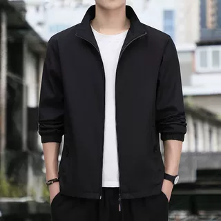 休闲夹克男春秋新款韩版潮流百搭简约男士外套棒球服外套上衣纯色