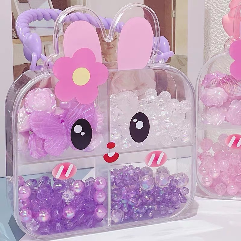 Nuevos niños hechos a mano bolsas de material diy chicas decoraciones joyas para usar cuentas acrílicas juguetes de puzzle image 3