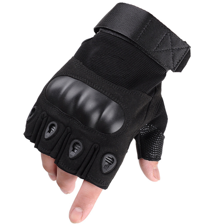 Oji medio dedo guantes tácticos hombres y mujeres deportes montañismo fitness equitación combate negro shell entrenamiento especial guantes de protección