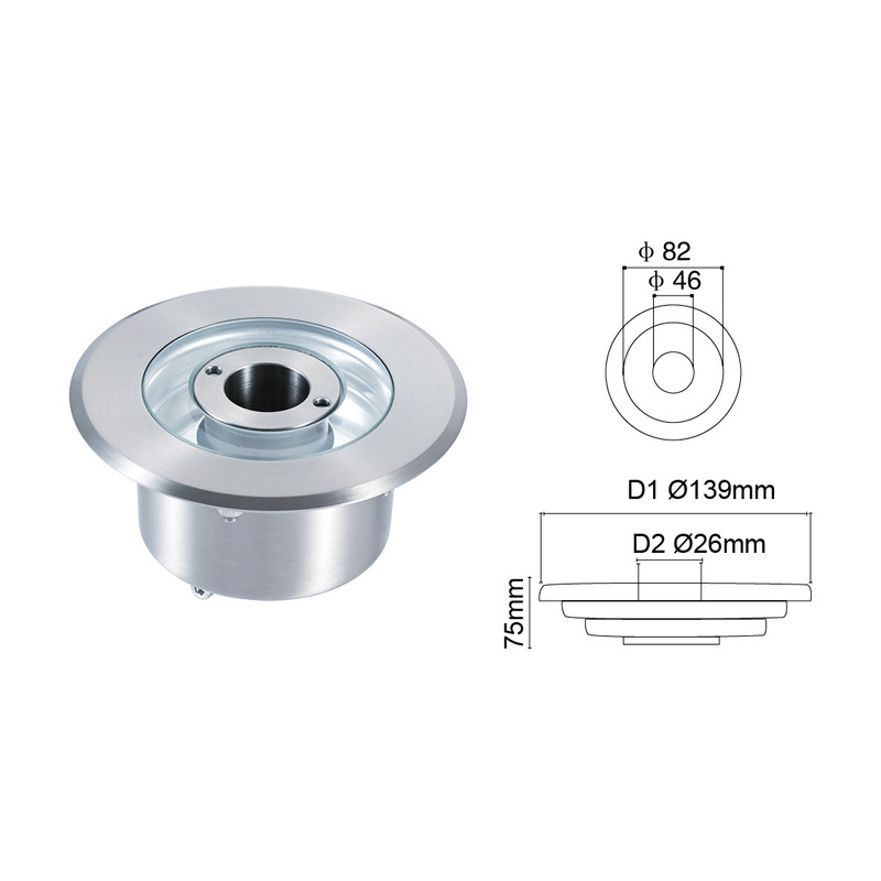 Underwater Fountain Light Stainless Steel Shell with Central Hole, Fountain Colored Light Steel Shell, Underwater Light, Pool Light, Waterproof Shell Kit Underwater Fountain Light Stainless Steel Shell with Central Hole, Fountain Colored Light Steel Shell, Underwater Light, Pool Light, Waterproof Shell Kit