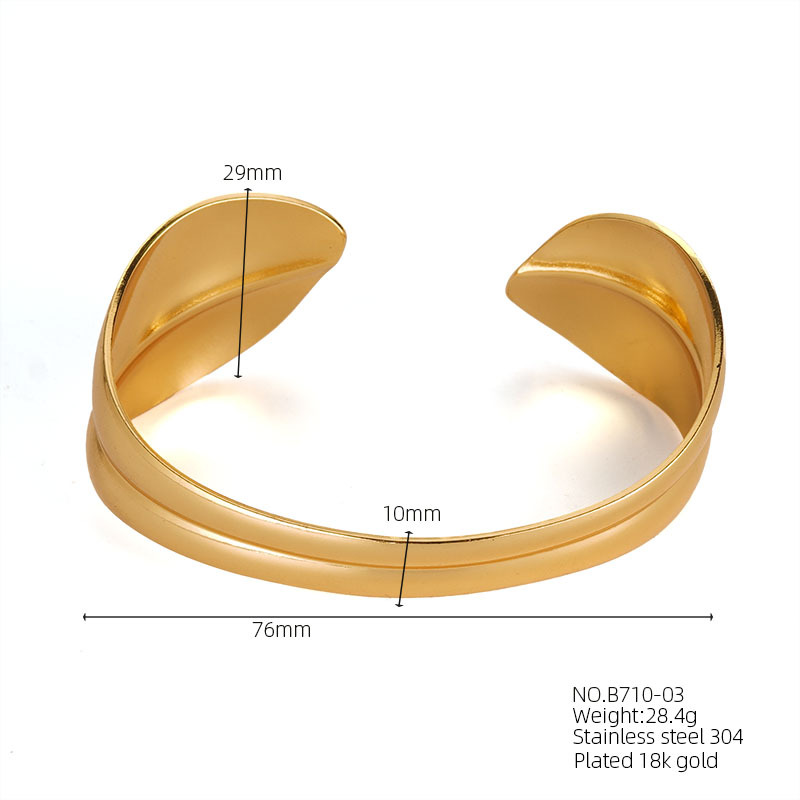 Personalidad transfronteriza exagerada geométrica en forma de C versión ancha pulsera de lava de lujo ligero 18k oro acero inoxidable apertura joyería de alta calidad