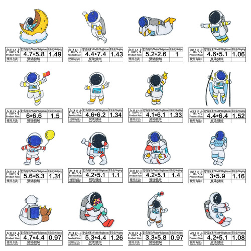 Original new fashionable astronaut embroidery cloth patch computer embroidery can be ironed and hand-sewn patch patch badge